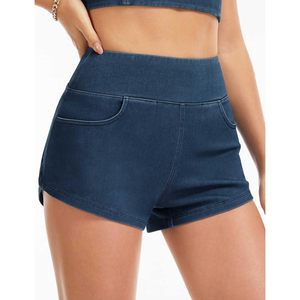 FOXA Short en jean taille haute pour femme, fente latérale asymétrique avec poches, extensible, respirant - Product Image 2