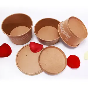 Restaurant Biodegradable Box Tray Takeaway Kraft Paper Bowl Paper Food Containers With Lid