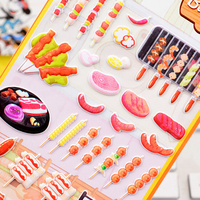 Autocollants 3D en mousse imperméables, motif dessin animé, pour loisirs créatifs, autocollants gonflés réutilisables pour scrapbooking, Kawaii, thème alimentaire, dessert, hamburger, autocollant bulle