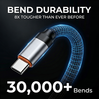 Câble de charge rapide USB C vers USB C en nylon tressé durable, puissance 60W/100W et transfert de données 480 Mbps pour ordinateur portable, téléphone, tablette