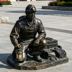 Statua di Minatore in Bronzo YOUFINE a Grandezza Naturale, Scultura di Operaio per Piazze Pubbliche e Parchi Industriali - Product Image 2