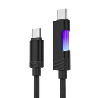 Câble USB-A vers Type-C tressé en nylon avec LED RGB, 1 mètre, 100W, charge rapide, pour appareil photo et écouteurs - Vente en gros