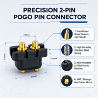 Connecteur Pogo Pin à 2 Broches à Ressort pour Montage sur PCB, Pas de 2,54 mm, Type DIP, SMT pour Appareils Intelligents et Dispositifs Portables