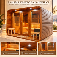 Ruang Sauna Kayu Berdiri Sendiri untuk Rumah Villa Wellness Kabin Sauna Kaca Besar Pasokan OEM