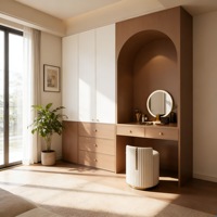 Coiffeuse moderne multifonctionnelle en bois massif pour chambre à coucher grise