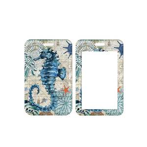 Porte-carte d'identité et porte-badge en polyester à motif hippocampe nautique vintage, durable et personnalisable pour le bureau, l'école et les événements - Product Image 2