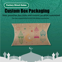 Boîte cadeau écologique Ramadan Kareem en papier kraft, boîte oreiller avec motif mosquée et lune pour bonbons, snacks et pâtisseries