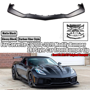 Pour Chevrolet Corvette C7 2014-2019 : Lame de pare-chocs avant style ZR1, séparateur de pare-chocs, noir mat, style fibre de carbone - Product Image 1