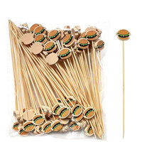 Piques à cocktail en bambou noué, mini-piques à fruits, cure-dents, pics à friandises jetables en bois naturel avec logo personnalisé, rouge, pour fête