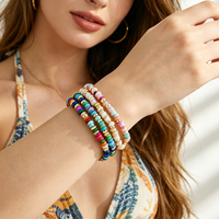 Bracelet perlé géométrique fait main en pierre naturelle et coquillages, élégant et délicat, pour femme, idéal pour l'été, la plage ou un anniversaire