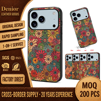 Étui de téléphone sans fil personnalisable OEM/ODM en liège floral, résistant aux chocs, compatible avec les séries Apple 18/17/16/15/14/13/12/11