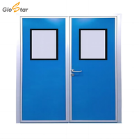 Porte battante moderne haut de gamme en fer forgé pour salle blanche avec panneau de vision, prévention incendie, charnières étanches pour usine de transformation alimentaire