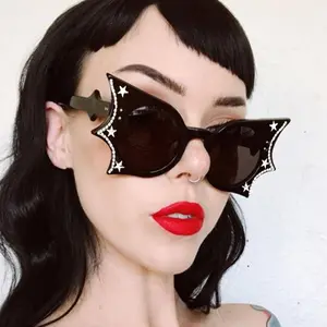 Halloween Gift Butterfly Crystal Sunglasses Funny Holiday Y2K Party Personality Bat Hip Hop Funny Shape Eyeglasses
