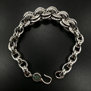 Bracciale Unisex Retrò con Croce e Fiori, Stile Punk Vintage, Catena <span class=keywords><strong>Spessa</strong></span> in Lega Placcata, Charm a Croce e Dado in Metallo per Uomini e Donne - Product Image 3