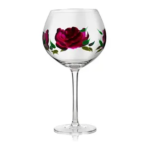 Hot Selling Fancy Lead Free Crystal Hand Painted Drawing Glass Red Wine Goblet Glasses Champagne Flutes For Home Hotel Wedding