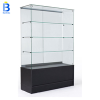 Schwarze Abschließbare Glasvitrine mit Verstellbaren Regalen Zigaretten- und Tabakausstellungsschrank für Rauchershops