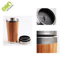 Tasse à café en bambou personnalisable, gobelet en acier inoxydable, sans BPA naturel, 450ML/16OZ, 50 pièces, GB8020