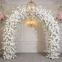 Décoration de mariage, toile de fond de fête, arche en U, roses artificielles en soie, écologiques, durables, 8-9 pieds, rangée florale blanche pour allée d'entrée