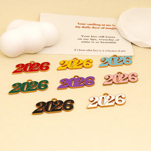 Aksesoris Perhiasan Logam DIY Model Tetesan Minyak, Souvenir Tahun 2026, Liontin untuk Casing Ponsel, Gantungan Kunci, Kalung, Dekorasi - Product Image 1