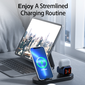 Nouveau Chargeur Sans Fil Multifonctionnel 15W 2026, Chargeur Portable Prix Usine, Support de Bureau 3-en-1 pour Bureau - Product Image 5