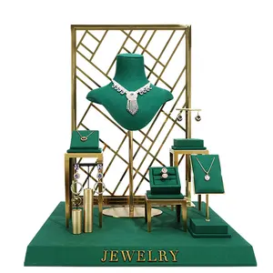 WYP Luxury Wholesale Custom Logo Jewelry Display Stand Metal DIY Earrings Ring Necklace Bracelet Jewelry Stand Display Set