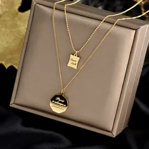 Изготовленное на заказ Двухслойное ожерелье классическое ожерелье из титановой стали ожерелье Золотая монета модное ожерелье для женщин унисекс