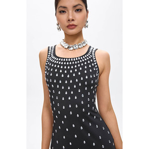 Abito lungo Zaka nero con cristalli decorativi - Product Image 5