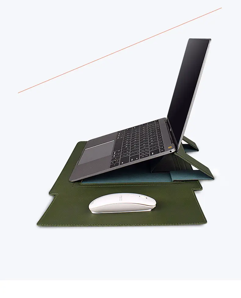 Capa de couro PU personalizada para laptop, bolsa com capa para Air 13 14 15 polegadas, preço de fábrica com suporte