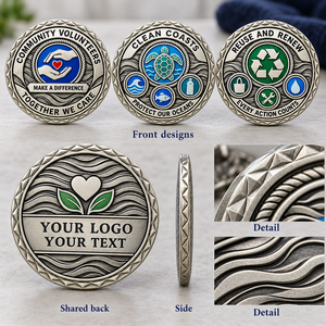 Monedas Conmemorativas Personalizadas para Voluntarios Comunitarios, Eventos de Conservación Oceánica y Reciclaje, OEM ODM - Product Image 3