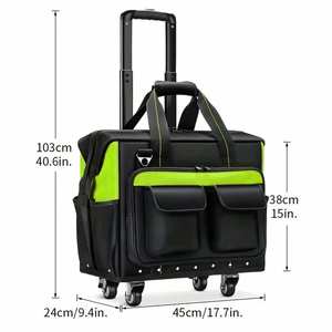 Boîte à outils robuste à grande capacité avec tige de traction, en tissu Oxford, spéciale réparation, étanche, sac à outils pour électricien avec roues - Product Image 2