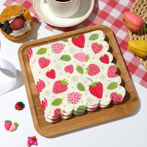 20pcs Themeforest Plantes Artificielles Jetables Impression <span class=keywords><strong>Fraise</strong></span> pour Décorations de Fête Serviettes pour Enfants - Product Image 2