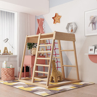 Équipement d'entraînement des sens de bébé Cadre d'escalade en bois massif pour enfants Cadre de combinaison d'anneau de balançoire à domicile Toboggan intérieur en bois