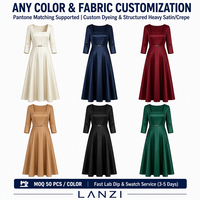 Robe de bureau élégante sur mesure pour femme, col carré, ceinture ajustée, jupe évasée mi-longue en satin, taille haute, grandes tailles, pour acheteurs professionnels
