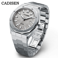CADISEN 8193 NH35 mouvement étanche verre saphir luxe hommes d'affaires montre lourde en acier inoxydable