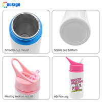 Nuevo tipo 600ml botella de agua de sublimación para niños blanca impresión personalizada sublimación de aluminio botella de bebida para niños en blanco