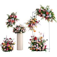 Boule de fleurs artificielles en soie colorée, à suspendre au mur ou à poser au sol, pour décorations de mariage