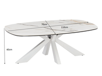 Table basse ovale de style nordique minimaliste, prix de gros, avec plateau en céramique, pieds en métal blancs en forme de X, mobilier moderne pour salon