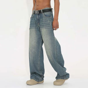 TOPSHOW DENIM Custom Baggy Jeans Herren Lose übergroße Hose mit weitem Bein und boden langer, gerader Jeans Vintage Herren jeans - Product Image 3