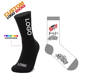 Moda personalizada de punto jacquard calcetines de la tripulación de los hombres unisex calcetines de algodón de diseño con logotipo