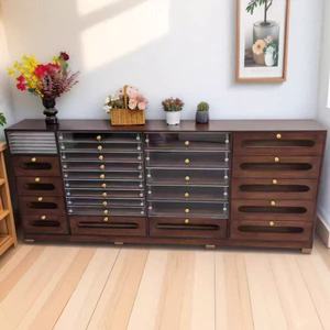 ตู้โชว์เคาน์เตอร์ร้านทำเล็บสไตล์วินเทจสีวอลนัท ตู้เก็บยาทาเล็บ ตู้เก็บเจลทาเล็บ ตู้เก็บของร้านทำเล็บ - Product Image 6