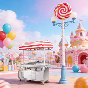 Rust Resistant 4 Wheel Mobile Snack <b>Food</b> Service Cart Stainless Steel Convertible Grill Built-In <b>Heater</b> Outdoor 2-Year Warranty - Product Image 1