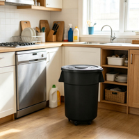 Poubelle domestique élégante et moderne de 180 L, silencieuse et anti-bruit, en plastique, avec couvercle, pour la décoration de la pièce