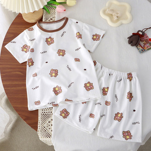 <span class=keywords><strong>Pigiama</strong></span> Estivo a Maniche Corte per Bambini, Completo Cartoon per Ragazzi e Ragazze, Abbigliamento Leggero e Morbido per Aria Condizionata - Product Image 4