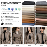Vente directe usine – Tissu en PU semi-mat à grain de vache fin, classique et vintage, pour vêtements et habillement