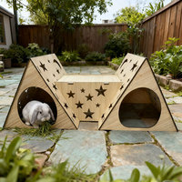 Maisonnette en bois pour lapin, abri cachette pour lapin femelle adulte de taille moyenne, château pour lapin