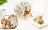 Lüks uzay gemisi tarzı ahşap kedi yatak Pet mobilya kediler ve köpekler için kedi ağaçları & Scratcher