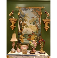 1 et 3 Bougeoir Perroquet Haute Qualité 5 Tête Paon Candélabre Oiseau à Longue Queue de Luxe en Porcelaine de Cuivre Antique Décoration de Maison