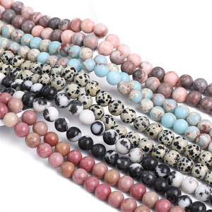 4/6/8/10mm Perles rondes naturelles multicolores et lisses pour la fabrication de bijoux et de bracelets. - Product Image 5