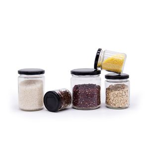 Round Kitchen Canisters 100ml-500ml Glass Storage <b>Jars</b> with Swivel Metal Lid Stackable & Durable for <b>Pickle</b> & Jam - Product Image 1