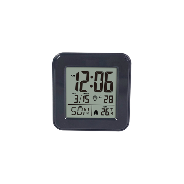 LCD Silent Electronic Desk Alarm Clock with Digital Time Date Temperature & Humidity Display Snooze Calendars